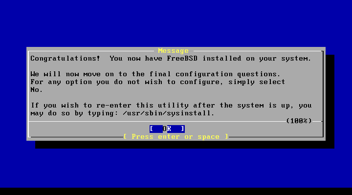 Установка FreeBSD завершена!
